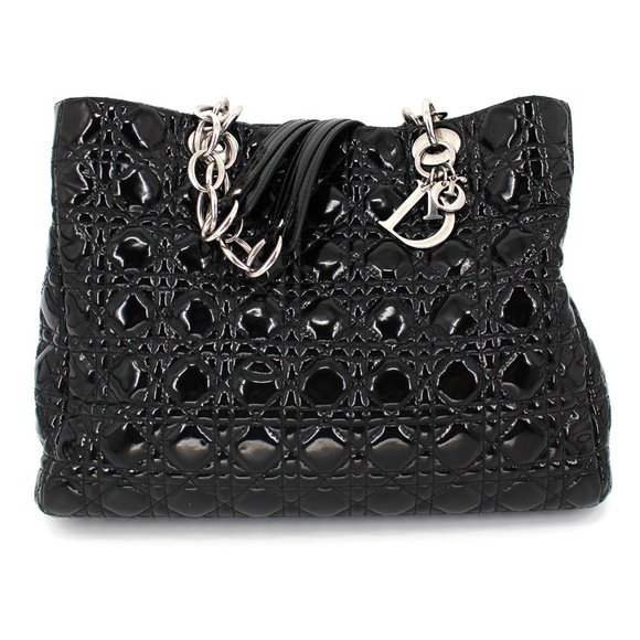 Dior Patent Cannage Dior Soft Shopping Tote Black - Picture 2 of 14